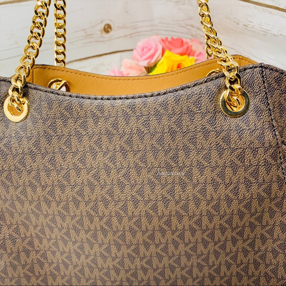 Large chain shoulder tote Michael Kors bag brown - Picture 6 of 8